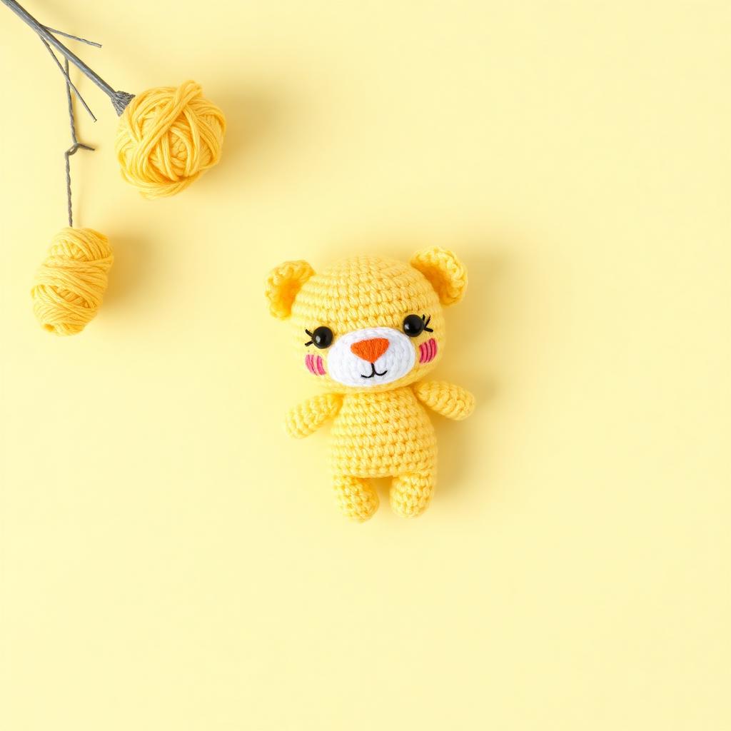 Yellow crochet plush on a butter template